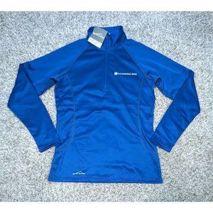 Eddie Bauer Womens Medium Smooth Fleece Base Layer 1/2 Half Zip Long Sleeve Blue